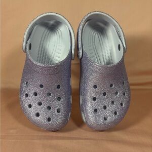 CROCS NWOT Junior Lavender/Purple Glitter Clogs Size J 2 (206993)